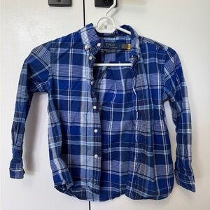 Ralph Lauren Blue and White Plaid Shirt Boys size 6